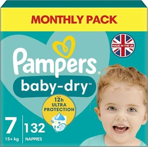 Pampers Baby-Dry Size 7, 132 Nappies, 15kg+, Monthly Pack - Picture 1 of 6