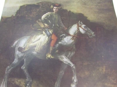 Vintage Rembrandt Print Portrait The Polish Rider Man on Horse 31214 - Image 1 of 4