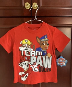 New Nickelodeon - Red Paw Patrol Team Paw Rules Group - Youth Size 6 T-Shirt - Picture 1 of 3