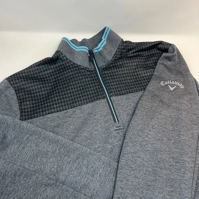 Chaqueta Callaway 1/4 Cremallera Manga Larga Para Hombre XL Gris con Sección Espiga Negra Foto 1 de 4