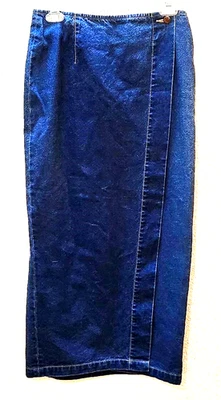 Maxi falda envolvente larga vintage Carole Little Sport Denim talla 10 excelente forma Foto 1 de 4