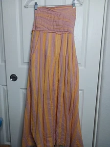 Free People "Stripe Me Up" abito midi giallo e rosa senza spalline, taglia XS Fairy Boh - Foto 1 di 11