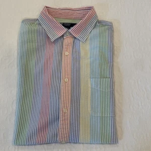 Cremieux Short Sleeve Seersucker Button Shirt Multicolor Stripes Cotton Mens XL - Picture 1 of 13