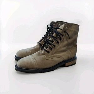 Nicora American Handmade Lace Up Waxed Brown Canvas Sinclair Lace Up Boots Sz 9 - Picture 1 of 19