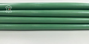 JADE GREEN SHINY vegetable tan strong Goatskin leather 2 skins 9+sqf 0.8mm C3476 - Picture 1 of 7