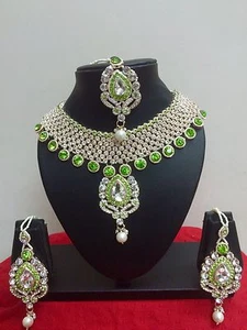 Indian Bollywood Gold Plated Fashionable Bridal Jewelry Necklace Set  - Picture 1 of 41