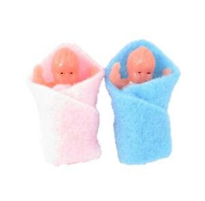 Dolls House 2 Swaddled Babies Miniature 1:12 Scale People Baby in Blanket