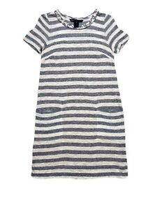 Marc by Marc Jacobs Grey Stripe Short Sleeve T-Shirt Dress Front Pockets Size XS