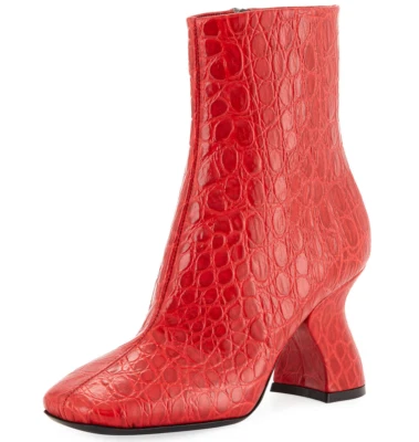 Botas al tobillo DRIES VAN NOTEN de cuero de cocodrilo Louis esculpidas con tacón curvo arqueado 38 Foto 1 de 4