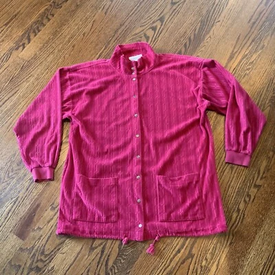 Traje de baño vintage años 60 70 cubre toalla de rizo rosa bata corta bolsillos delanteros a presión Foto 1 de 4