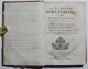 Settecentina Del leggere libri di metafisica + altre 2 opere in un volume 1774 - Imagen 1 de 16