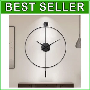 Oversized 23.6" Non-Ticking Wall Clock with Pendulum - Perfect for Living Rooms - Picture 1 of 8