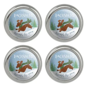 Dachshund Dashing Through the Snow Metal Craft Sewing Buttons - Set of 4 - Picture 1 of 4