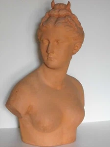 SCULPTURE BUSTE TERRE CUITE "DIANE CHASSERESSE" 19 EME SIGNE CLEMENT MASSIER BE - Picture 1 of 20