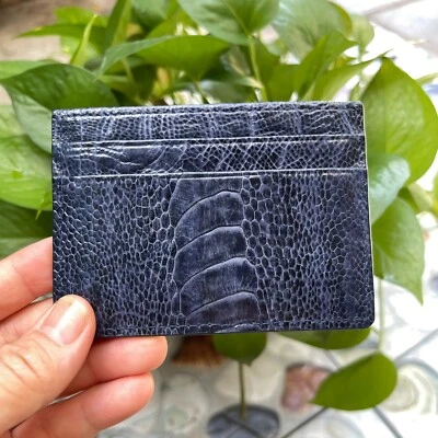 Blue GENUINE OSTRICH LEATHER SKIN CREDIT CARD HOLDER/ WALLET CARD HOLDER FOR MEN - Image 1 of 4