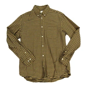 H&M Men’s Button Down Long Sleeve Collared Shirt Medium Regular Fit Yellow/Black - Picture 1 of 3