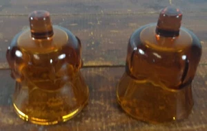 Votive Cups Set of 2 Homco Home Interior Amber Brown Glass Tulip Design - Picture 1 of 6