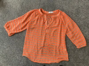 Blusa transparente para mujer Ella Alexandra talla S cuello redondo manga 3/4 naranja coral - Imagen 1 de 10