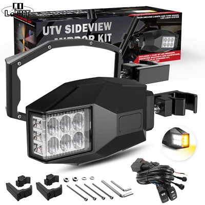 UTV Rear View Side Mirrors W/ LED Turn Lights For 2017-2023 Can Am Maverick X3 R - Image 1 of 4