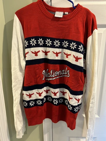 MLB Washington Nationals Red White Blue Ugly Christmas Sweater, Men’s Large Cover