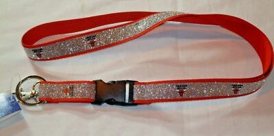 NBA Chicago Bulls Logo on Sparkle Lanyard Detachable Buckle 23"X3/4" by Aminco - Image 1 of 3