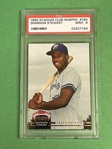 SHANNON STEWART 1992 STADIUM CLUB MURPHY ROOKIE BLUE JAYS RC CARD 180 PSA MINT 9