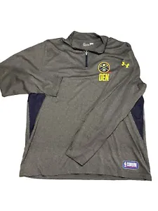Denver Nuggets Under Armour Heathered Grey Combine Authentic  1/4 Zip Men’s  2XL - Picture 1 of 9