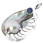 925 Silver Australian Natural Opal Mabe Pearl Sterling Pendant, 1 11/16"