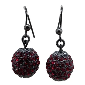 Chico's Red Crystal Ball Drop Earrings Womens Costume Party Jewelry - Picture 1 of 4