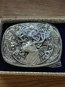 Vintage BPOE Brass Belt Buckle Fraternal Order Of The Elks Award Design Medals - Picture 1 of 5