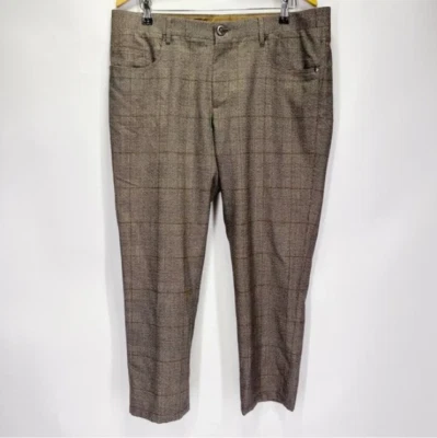 Pantalón Corneliani IT 54 6R Cinco Bolsillos Cuadros Estampado Lana Virgen Recto Foto 1 de 4