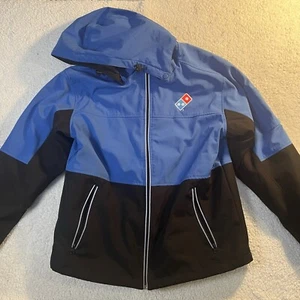 Domino's Gear Jacket w/ Detachable Hood Black Blue Mens Large - Picture 1 of 14