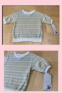 Vintage kurzärmelige Streifen Sweatshirt Mädchen Pastellpullover 1980er Jahre NEU Gr. 7/8 - Bild 1 von 6