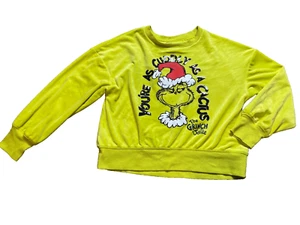 The Grinch Shirt Girls M 10 Justice " As Cuddly as Cactus " Sequins Christmas - Picture 1 of 2
