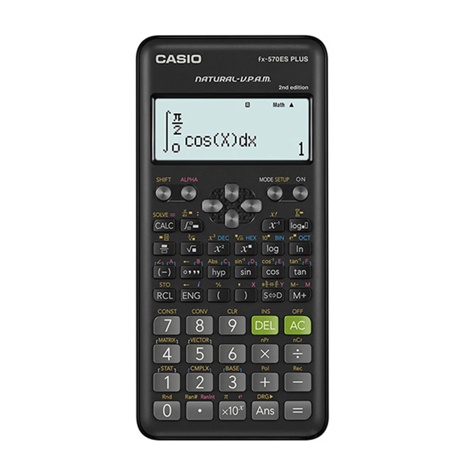 Casio Fx-570es Plus 2-line Display Scientific Marix Vector Calculator