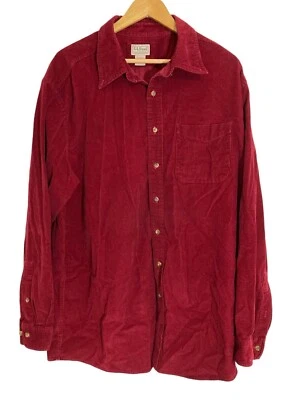 Camisa De Colección LL Bean Pana Para Hombre XL Borgoña Manga Larga Alta Foto 1 de 4