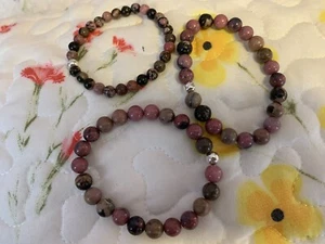 Rhodonite 8mm Crystal Healing Stretch Bracelets (2) - Picture 1 of 2