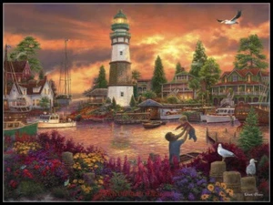 Needlework Crafts Embroidery Counted Cross Stitch Pattern - Lighthouse and Love - Picture 1 of 2