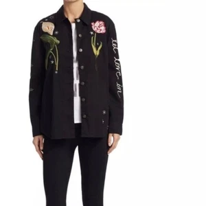 CINQ a SEPT BOTANICAL CANYON BESTICKTE BAUMWOLLJACKE SCHWARZ Gr. XS neu mit Etikett $ 595 - Bild 1 von 10