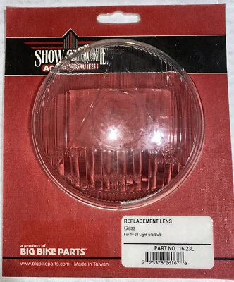 Mostrar accesorios cromados lente de repuesto de vidrio piezas de bicicleta grandes 16-23L NOS 5 pulgadas Foto 1 de 4