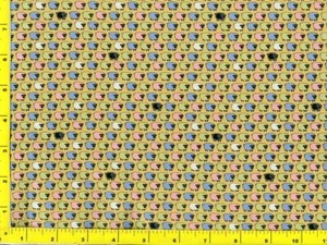 Hellblau Rosa Weiß Grün & Schwarz Schaf auf Dunkelgold Meterware CANFAR07385 - Bild 1 von 1