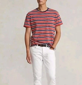 Polo Country Ralph Lauren Herren T-Shirt Gr. S rot gestreift Classic Fit Tasche Rundhals - Bild 1 von 11