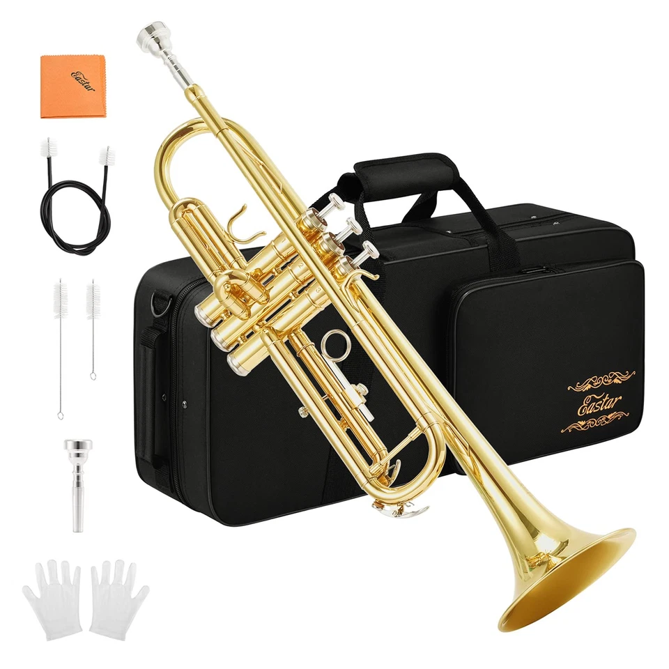 Bb Standard Trumpet Set for Beginner, Brass Student Trumpet Instrument with H... - Image 1 of 4