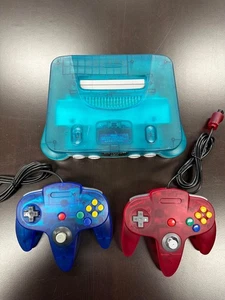 Nintendo 64 Klar und Blau N64 System Videospielkonsole Inklusive Zwei Zufällige 5E - Bild 1 von 3