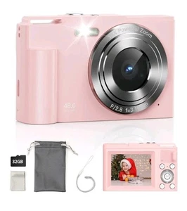 Kids Digital Camera, FHD 1080P with 16X Digital Zoom, Pink, 32 GB Memory - Picture 1 of 2