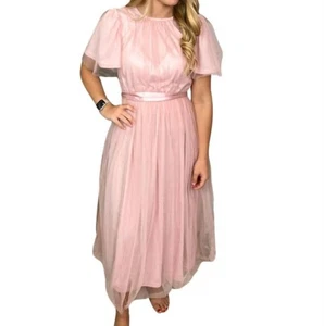 Blu Pepper Tulle Midi Dress Light Pink - Picture 1 of 7