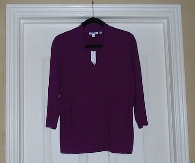 Chico's TOUCH of COOL 3/4 SLEEVE TEE Size 4 XXL 20 22 Sweet Berry Plum NWT $50 - Image 1 of 4