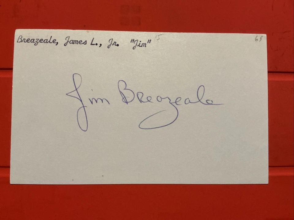 Jim Breazeale🔥🔥 MLB Debut: 1969 Atlanta Braves🔥🔥Autograph 🔥🔥 - Image 1 of 1