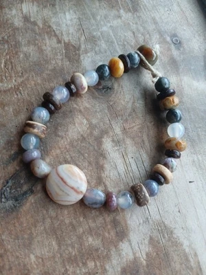 Pulsera Cáñamo Hecha en Estados Unidos Unisex Viaje Coco Cáscara Ágata Océano Jaspe A55 Foto 1 de 4