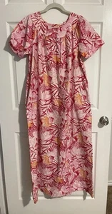 Vintage 70s Sears Maxi Dress Size Medium MuuMuu Hawaiian Print Floral - Picture 1 of 5
